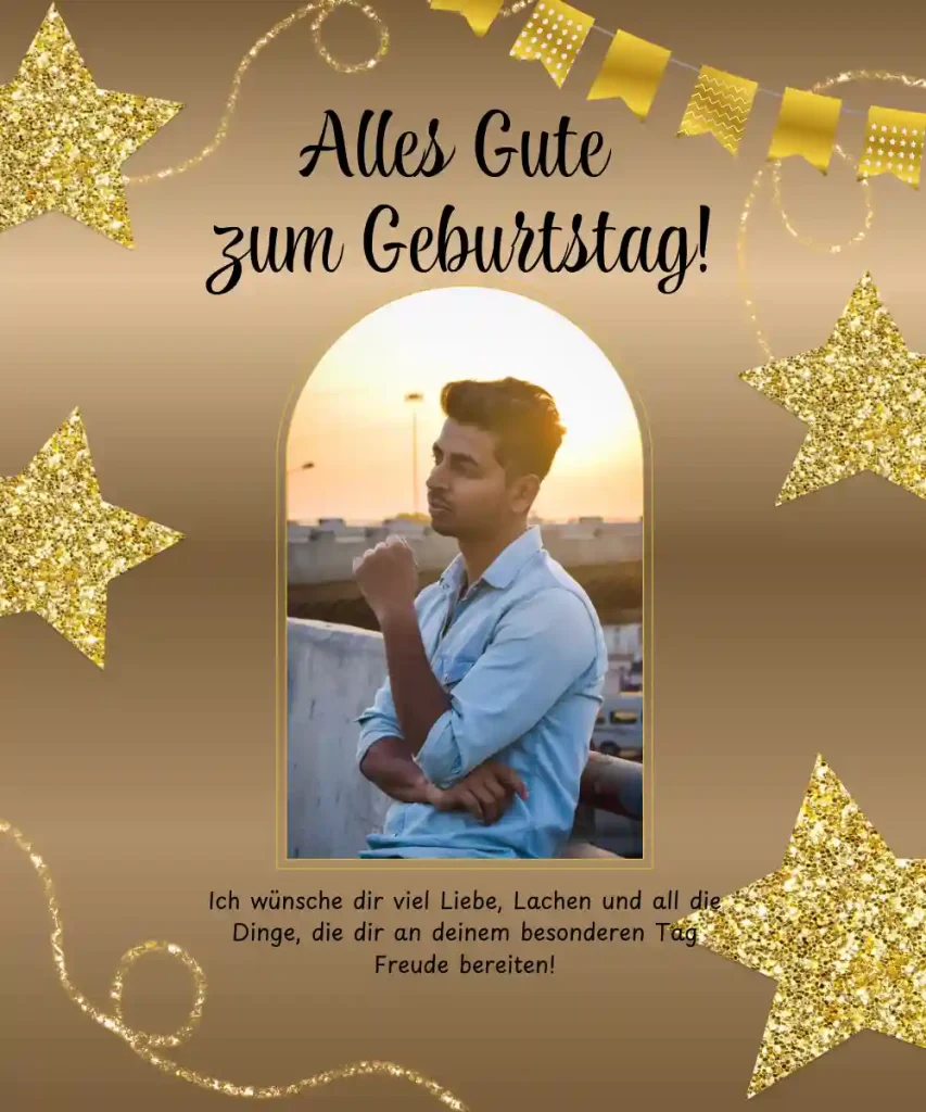 Bearbeitbare, moderne Geburtstagskartenvorlage für Männer mit anpassbarem Text und Bild.